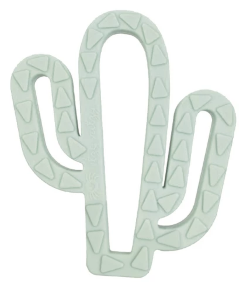 Cactus silicone baby teether. Cute Baby Teething Toys | Stylish baby toys featured on Babies, Love, & Lattes a motherhood and lifestyle blog by popular North Carolina blogger, Jessica Linn.