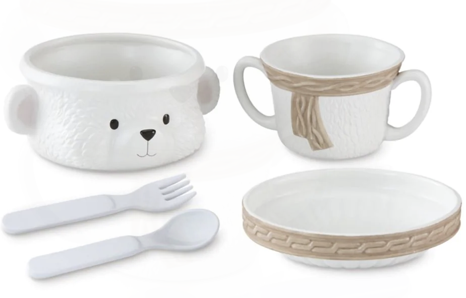 Baby & Kid Dishes | Cute Dishes, cups, bowls, plates, & utensils for kids and babies. Lenox Bear feeding set