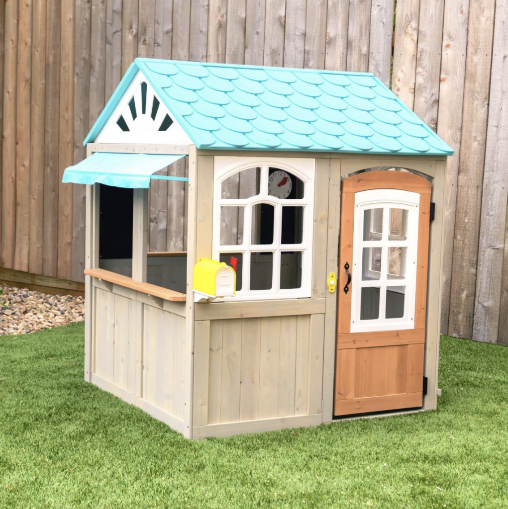 Cute Outdoor Playhouses Kids Will Love Backyard Discovery Timberlake Wooden Playhouse﻿ by Babies Love and Lattes